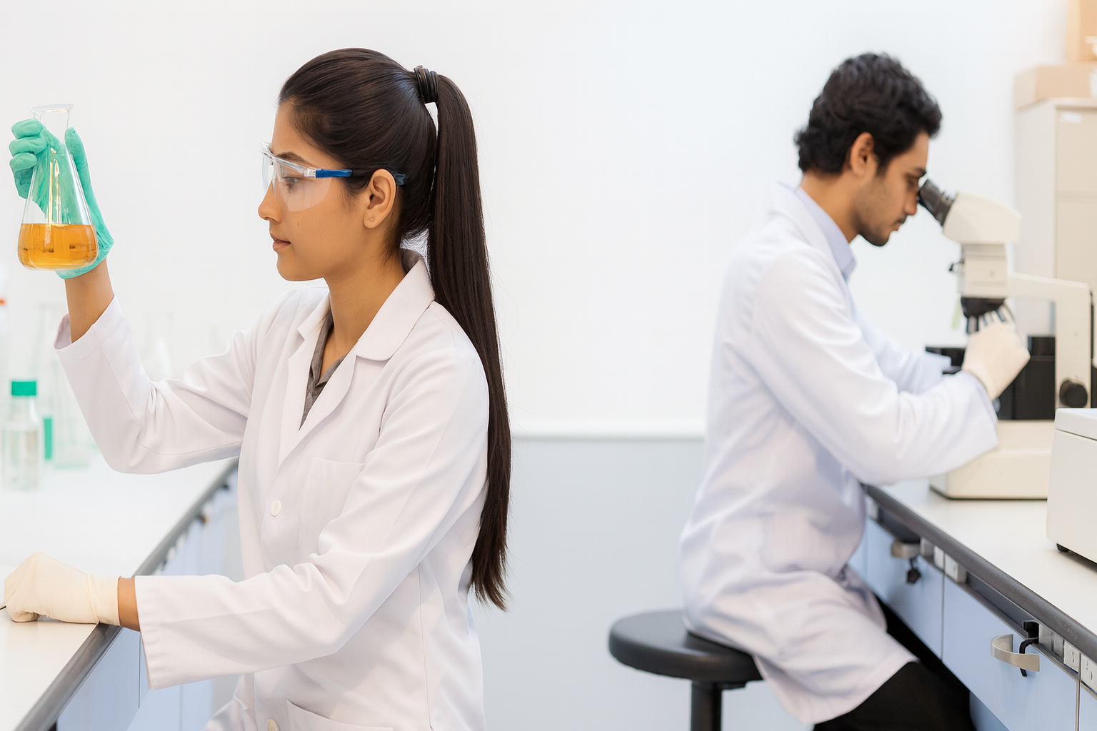 Team of pathologists reviewing reports